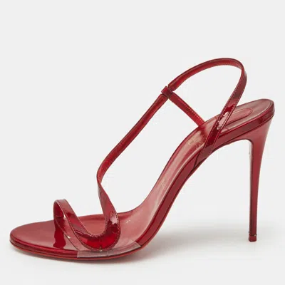 Pre-owned Christian Louboutin Red Patent Leather Rosalie Sandals Size 40