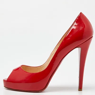 Pre-owned Christian Louboutin Red Patent Leather Very Prive Peep-toe Pumps Size 40