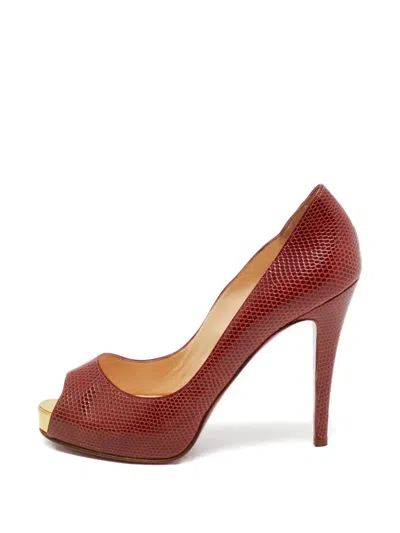 Pre-owned Christian Louboutin Red Peep-toe Pumps
