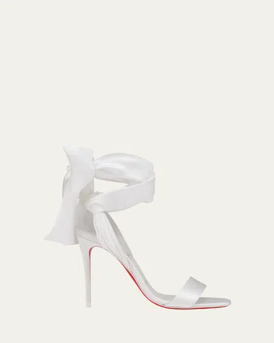 Christian Louboutin Red Sole Ribbon Ankle-wrap Stiletto Sandals In Black
