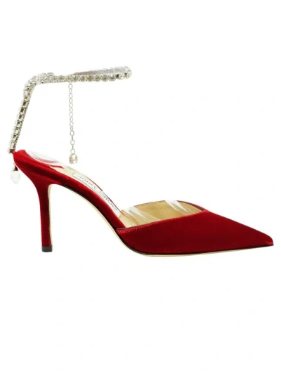 Christian Louboutin Jimmy Choo Red Velvet Saeda Slingback