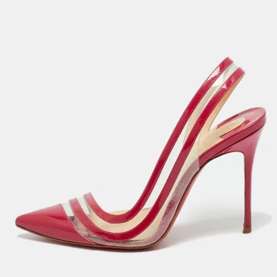 Pre-owned Christian Louboutin Red/transparent Patent Leather And Pvc Paralili Pumps Size 37.5