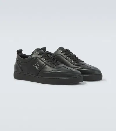 Christian Louboutin Retero Logo Leather Sneakers In Black