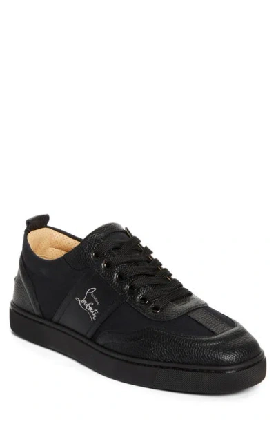 Christian Louboutin Retero Full-grain Leather-trimmed Canvas Sneakers In Black