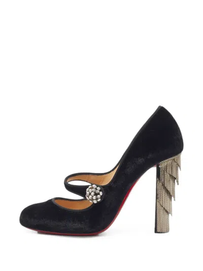 Pre-owned Christian Louboutin Rex Fringed Pumps In Black