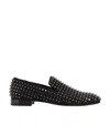 Christian Louboutin Dandelion Grosgrain-trimmed Studded Knitted Loafers In Black