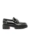 Christian Louboutin Cl Moc Lug Spikes Leather Loafers In Black