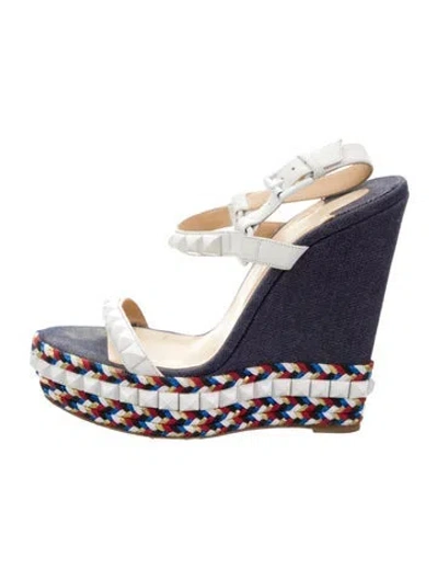 Pre-owned Christian Louboutin Rockstud Accents Leather Espadrilles