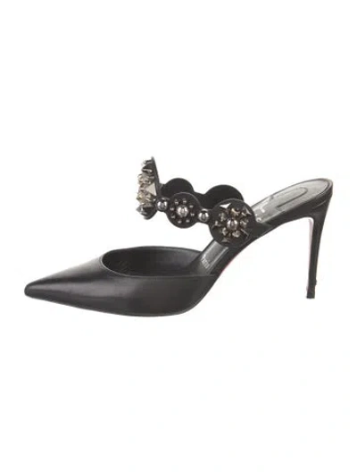 Pre-owned Christian Louboutin Rockstud Accents Leather Mules In Black