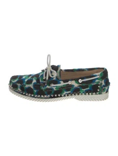 Pre-owned Christian Louboutin Rockstud Accents Ponyhair Loafers In Black