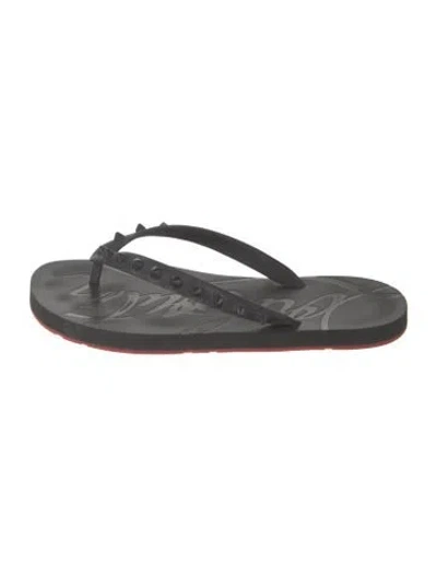 Pre-owned Christian Louboutin Rockstud Accents Rubber Flip Flops In Black
