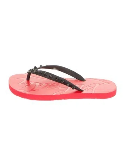 Pre-owned Christian Louboutin Rockstud Accents Rubber Flip Flops In Multi