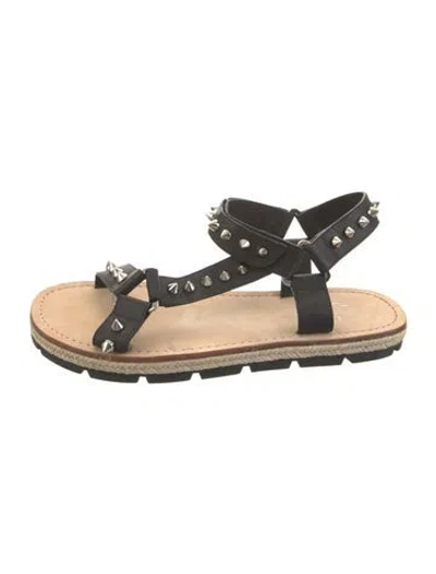 Pre-owned Christian Louboutin Rockstud Accents Rubber Slides In Black