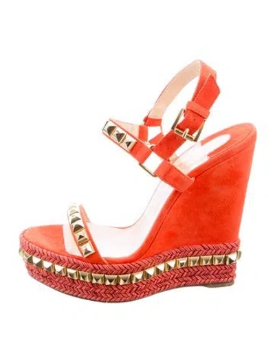Pre-owned Christian Louboutin Rockstud Accents Suede Espadrilles