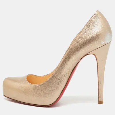 Pre-owned Christian Louboutin Rolando Size 37 Metallic Leather Platform Pumps