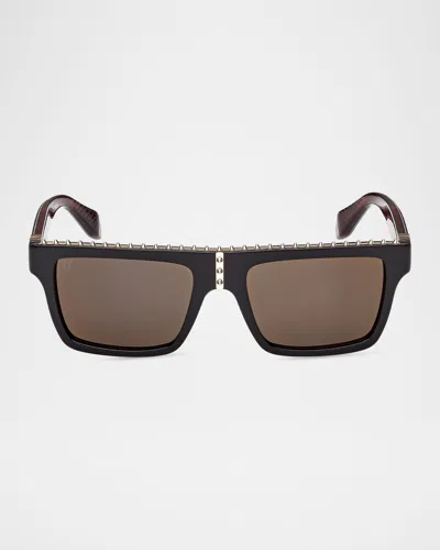 Christian Louboutin Roller Lb0023 56mm Rectangular Sunglasses In Black