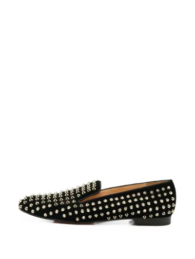 Pre-owned Christian Louboutin Rollerboy Spiked Loafers In Black