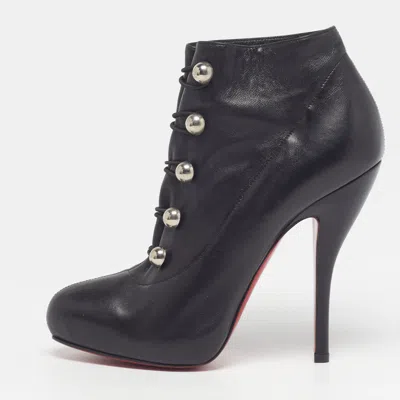 Pre-owned Christian Louboutin Ron Fifi Size 36 Black Leather Booties
