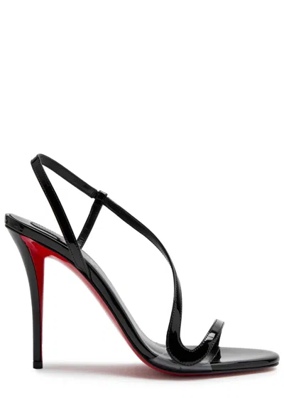 Christian Louboutin Rosa Z 100 Asymmetric Patent Leather Sandals In Black