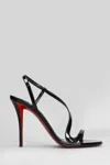 Christian Louboutin Rosa Z 100 Sandals In Black Patent Leather In Blue
