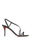 Christian Louboutin 100mm Pink Z Leather Slingback Heeled Sandals In Black