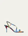 Christian Louboutin Rosa Z Multi Silk Red Sole Sandals