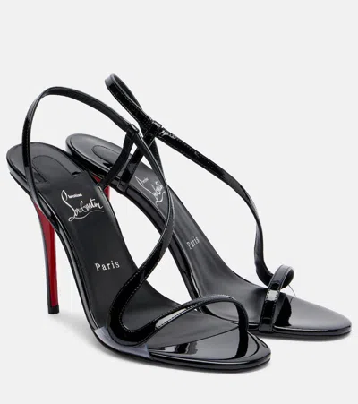 Christian Louboutin 100mm Pink Z Leather Slingback Heeled Sandals In Black