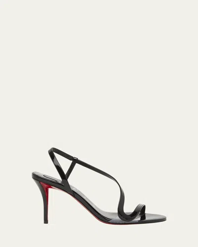 Christian Louboutin Rosa Z Patent Red Sole Sandals In Black