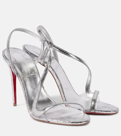 Christian Louboutin Rosalie 100 Mirrored Leather Sandals In Silver