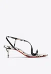 Christian Louboutin Rosalie 55 Animal Print Patent Leather Sandals In Black