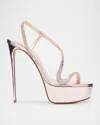 Christian Louboutin Rosalie Alta Strass Red Sole Platform Slingback Sandals