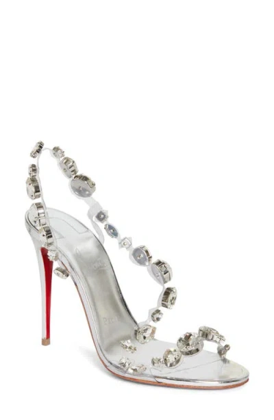 Christian Louboutin Rosalie Crystal Embellished Slingback Sandal In Crystal Silver