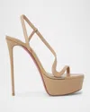 Christian Louboutin Rosalie Red Sole Platform Slingback Sandals In Blush