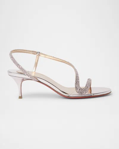 Christian Louboutin Rosalie Strass Red Sole Slingback Sandals In Vintage Rose
