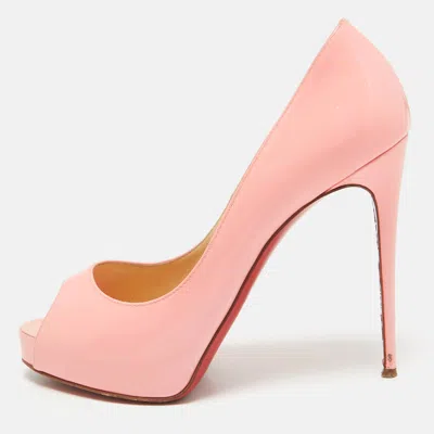 Pre-owned Christian Louboutin Rose Pink Patent Leather Very Prive Peep Toe Platform Pumps Size 38