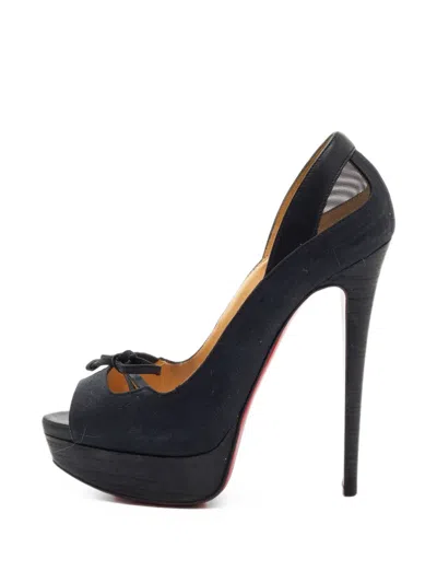 Pre-owned Christian Louboutin Rosella Peep-toe Platform Pumps In Black