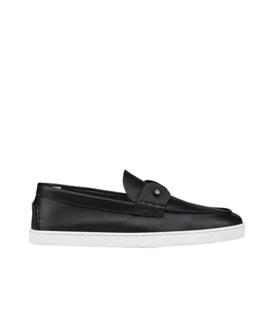 Christian Louboutin Chambeliboat Leather Boat Shoe In Black