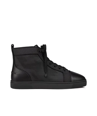 Christian Louboutin Men's Louis Orlato Jacquard High-top Sneakers In Black