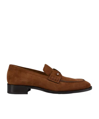 Christian Louboutin Round Toe Loafers In Brown