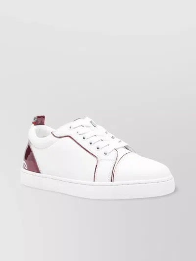 Christian Louboutin Round Toe Low Top Sneakers With Red Sole In White