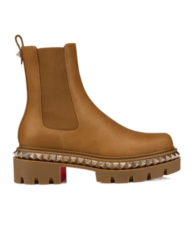 Christian Louboutin Round-toed Ankle Boots In Brown