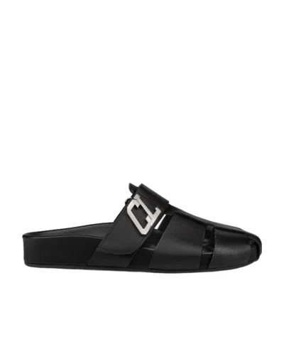 Christian Louboutin Rounded Toe Slip-on Sandals In Black