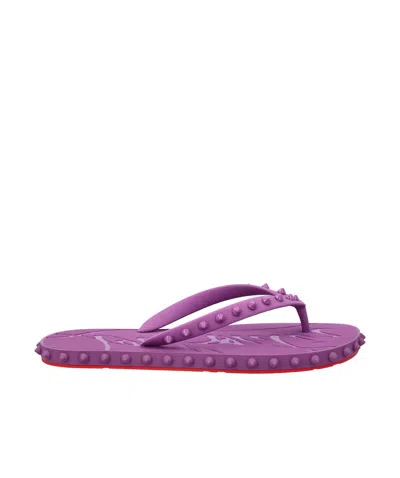 Christian Louboutin Loubi Donna Spike Flip Flops In Purple