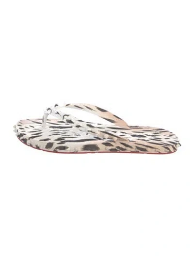 Pre-owned Christian Louboutin Rubber Animal Print Flip Flops In Multicolor