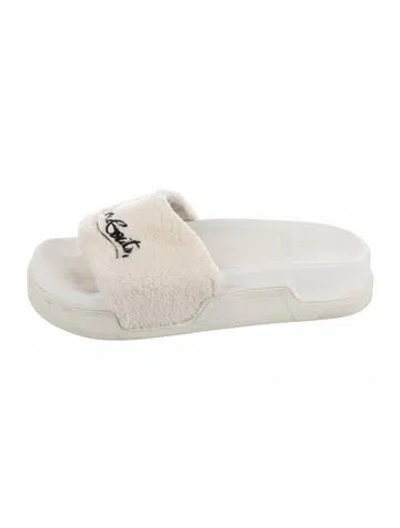 Pre-owned Christian Louboutin Rubber Colorblock Pattern Slides In White