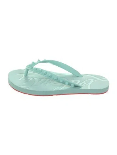 Pre-owned Christian Louboutin Rubber Flip Flops In Blue