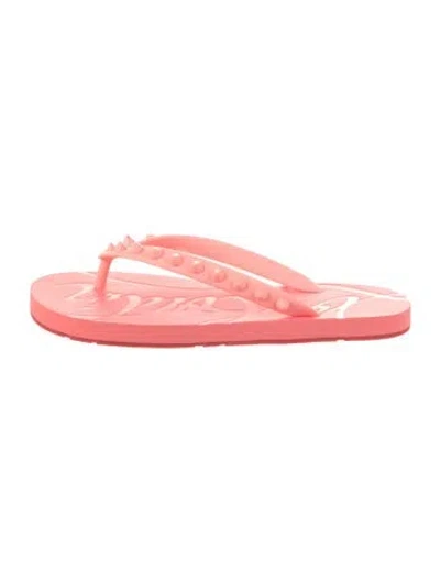 Pre-owned Christian Louboutin Rubber Flip Flops In Pink