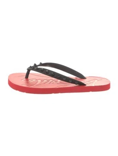 Pre-owned Christian Louboutin Rubber Flip Flops In Red