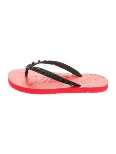 Pre-owned Christian Louboutin Rubber Flip Flops In Red