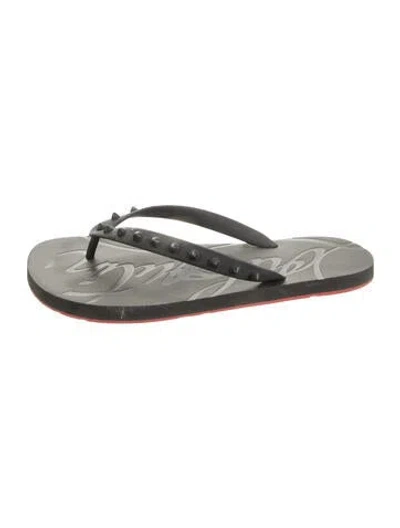 Pre-owned Christian Louboutin Rubber Graphic Print Flip Flops In Black